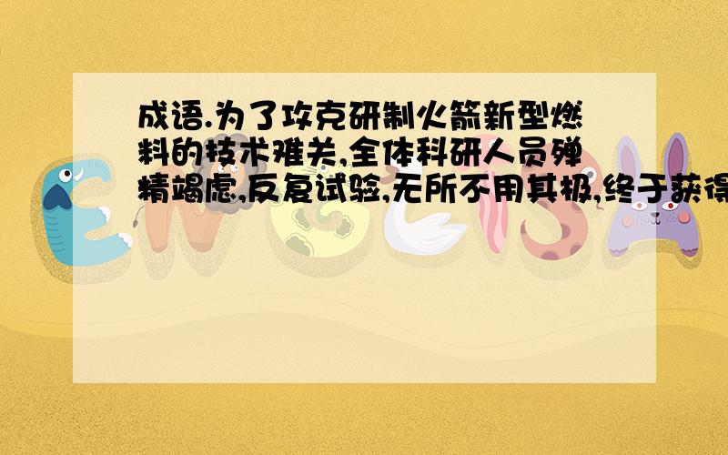 成语.为了攻克研制火箭新型燃料的技术难关,全体科研人员殚精竭虑,反复试验,无所不用其极,终于获得了成功.为什么殚精竭虑不可以,不是耗尽精力,费尽心思的意思嘛!