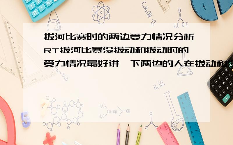 拔河比赛时的两边受力情况分析RT拔河比赛没拔动和拔动时的受力情况最好讲一下两边的人在拔动和没拔动的时候两边的拉力大小