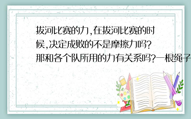 拔河比赛的力,在拔河比赛的时候,决定成败的不是摩擦力吗?那和各个队所用的力有关系吗?一根绳子上拉力相等,那如果有一队使绳子向左运动,那拉力还是不是一样?