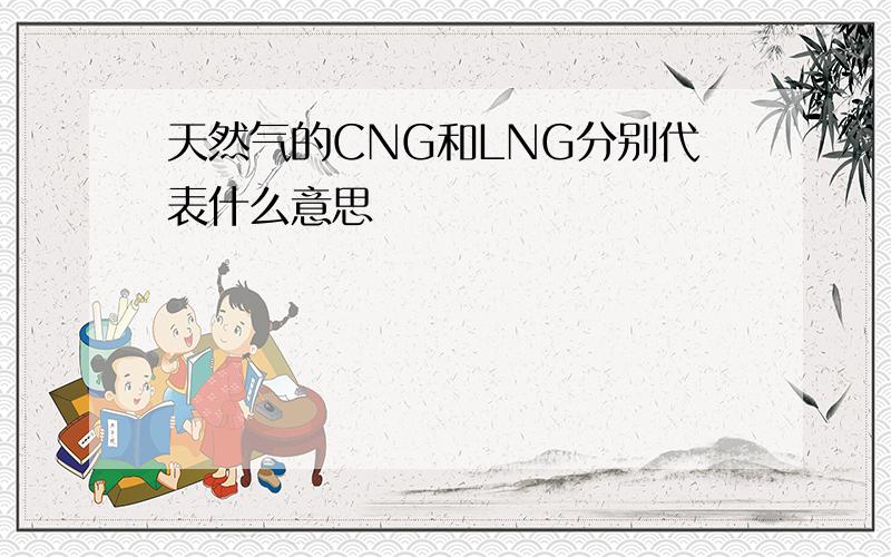 天然气的CNG和LNG分别代表什么意思