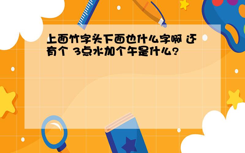 上面竹字头下面也什么字啊 还有个 3点水加个午是什么?