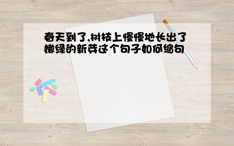 春天到了,树枝上慢慢地长出了嫩绿的新芽这个句子如何缩句