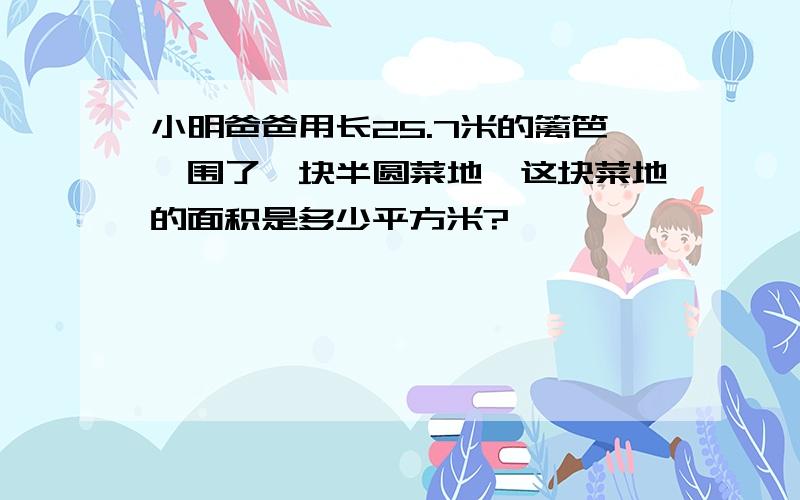 小明爸爸用长25.7米的篱笆,围了一块半圆菜地,这块菜地的面积是多少平方米?