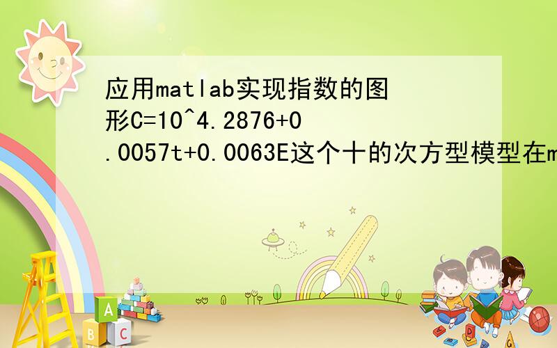 应用matlab实现指数的图形C=10^4.2876+0.0057t+0.0063E这个十的次方型模型在matlab中应该怎么建立,求大神解