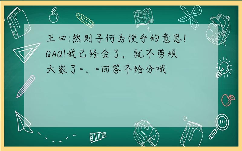 王曰:然则子何为使乎的意思!QAQ!我已经会了，就不劳烦大家了=、=回答不给分哦