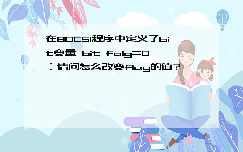 在80C51程序中定义了bit变量 bit falg=0；请问怎么改变flag的值?