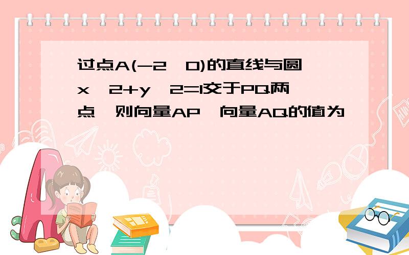 过点A(-2,0)的直线与圆x^2+y^2=1交于PQ两点,则向量AP*向量AQ的值为