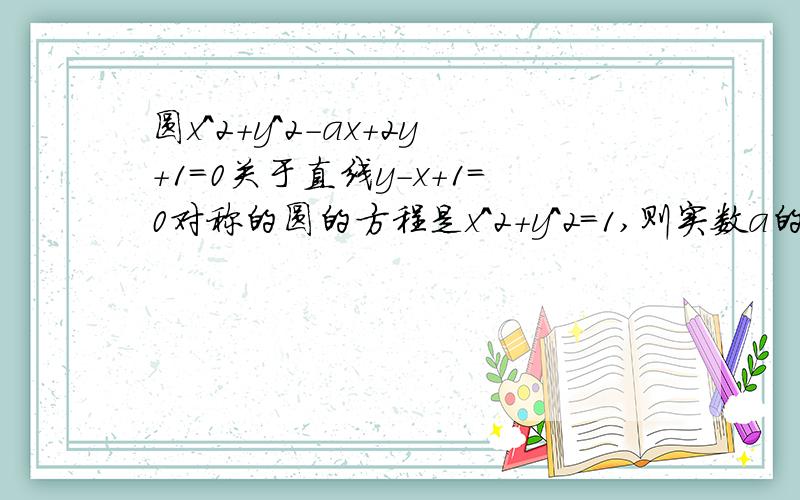 圆x^2+y^2-ax+2y+1=0关于直线y-x+1=0对称的圆的方程是x^2+y^2=1,则实数a的值是?