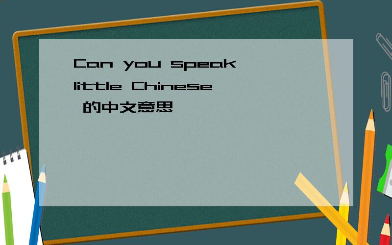 Can you speak little Chinese 的中文意思