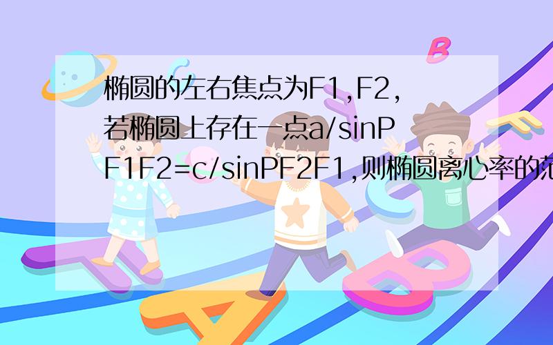 椭圆的左右焦点为F1,F2,若椭圆上存在一点a/sinPF1F2=c/sinPF2F1,则椭圆离心率的范围是?