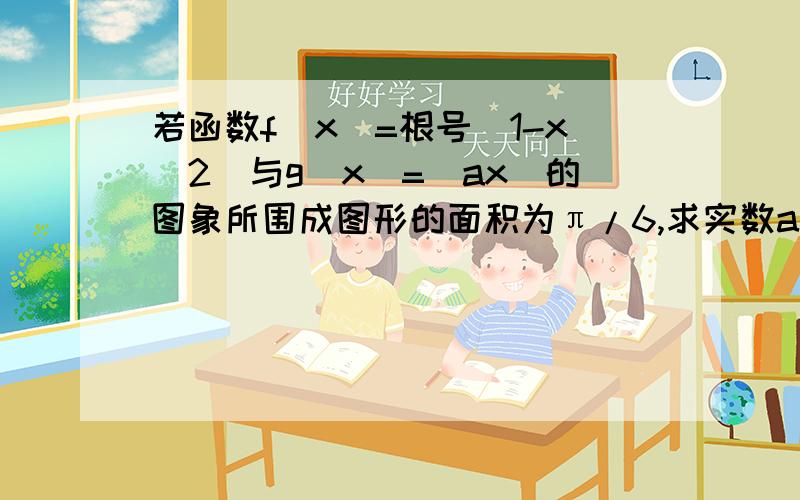 若函数f(x)=根号(1-x^2)与g(x)=|ax|的图象所围成图形的面积为π/6,求实数a的值