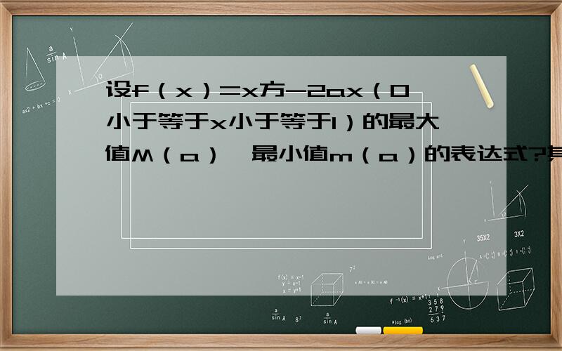 设f（x）=x方-2ax（0小于等于x小于等于1）的最大值M（a）,最小值m（a）的表达式?其中里面有个a≤二分之一和a大于二分之一 二分之一怎么来的.只需要说怎么来的就行了