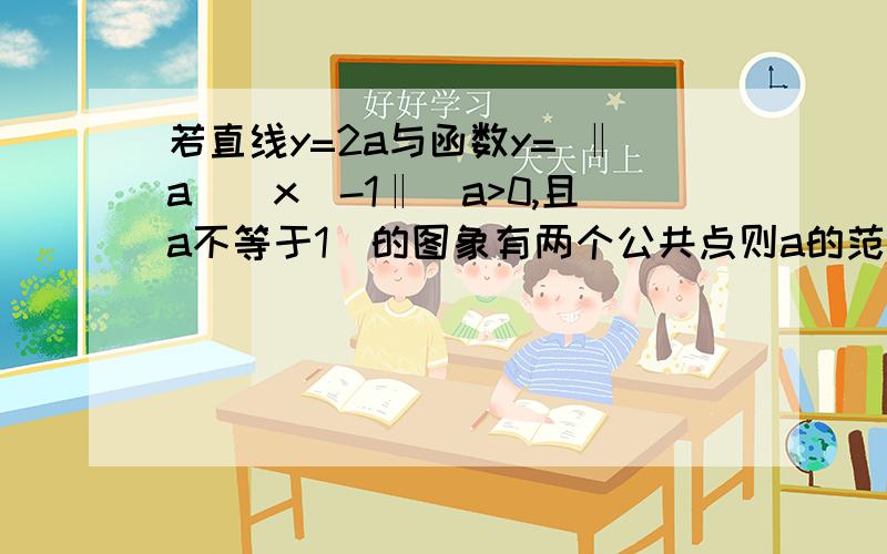 若直线y=2a与函数y= ‖a^(x)-1‖(a>0,且a不等于1)的图象有两个公共点则a的范围‖代表绝对值