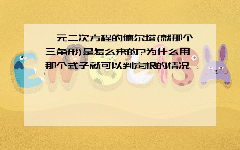 一元二次方程的德尔塔(就那个三角形)是怎么来的?为什么用那个式子就可以判定根的情况