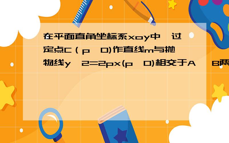 在平面直角坐标系xoy中,过定点C（p,0)作直线m与抛物线y^2=2px(p>0)相交于A 、B两点.（1）设N（-p,0),求向量NA*NB的最小值（2）是否存在垂直于x轴的直线l,使得以AC为直径的圆截得的弦长恒为定值,若