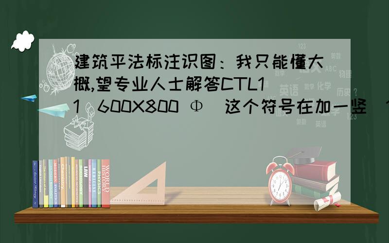 建筑平法标注识图：我只能懂大概,望专业人士解答CTL1(1)600X800 Φ(这个符号在加一竖)10@100（4）6Φ(这个符号在加一竖)22；6Φ(这个符号在加一竖)22N6Φ(这个符号在加一竖)16