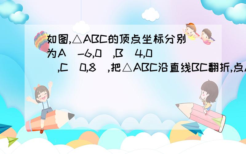 如图,△ABC的顶点坐标分别为A(-6,0),B(4,0),C(0,8),把△ABC沿直线BC翻折,点A的对应点为D,抛物线y=ax2-10a