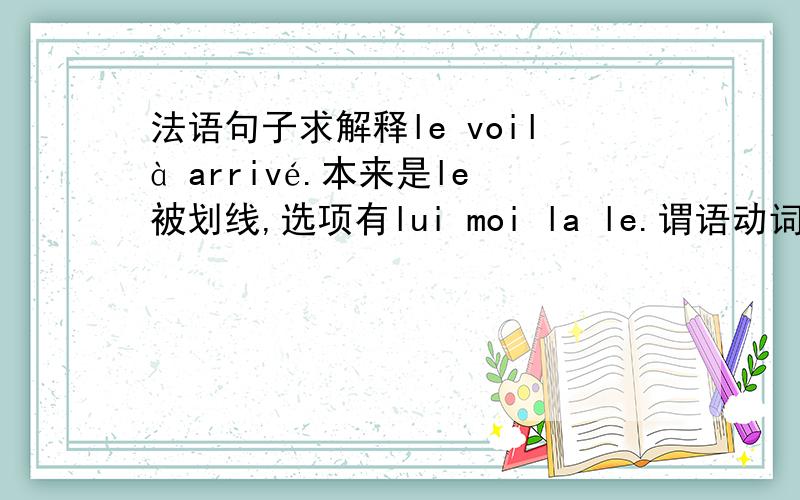 法语句子求解释le voilà arrivé.本来是le被划线,选项有lui moi la le.谓语动词都找不着啊我!voilà是个啥?也能当动词使?