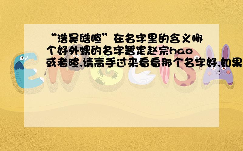 “浩昊皓暄”在名字里的含义哪个好外甥的名字暂定赵宗hao或者暄,请高手过来看看那个名字好,如果起hao是哪个hao好啊,