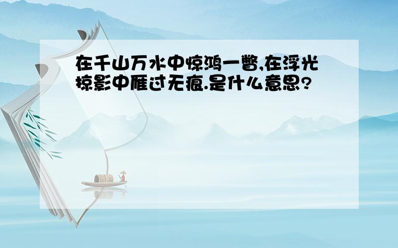 在千山万水中惊鸿一瞥,在浮光掠影中雁过无痕.是什么意思?