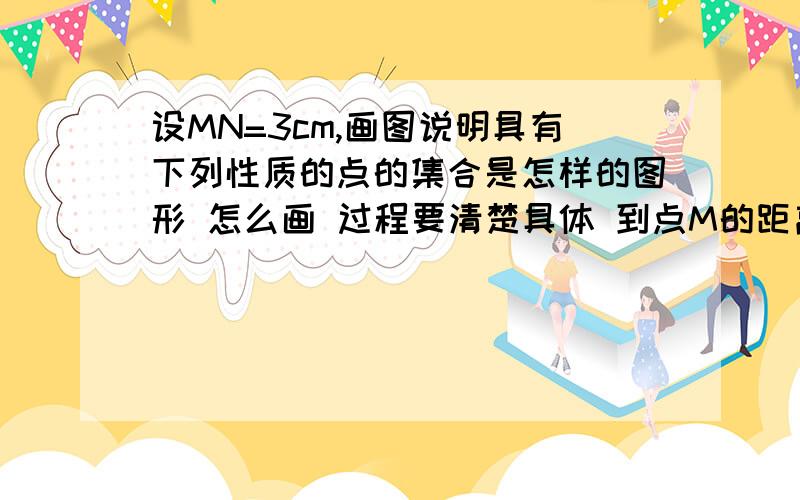 设MN=3cm,画图说明具有下列性质的点的集合是怎样的图形 怎么画 过程要清楚具体 到点M的距离等于2cm的集合到N点的距离等于2cm的集合到M、N的距离都等于2cm的点的集合