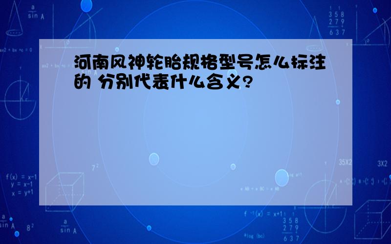 河南风神轮胎规格型号怎么标注的 分别代表什么含义?