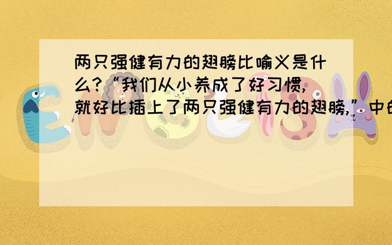 两只强健有力的翅膀比喻义是什么?“我们从小养成了好习惯,就好比插上了两只强健有力的翅膀,”中的两只强健有力的翅膀的比喻义是什么?越快越好,