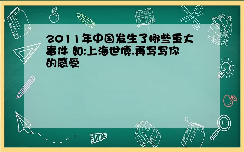 2011年中国发生了哪些重大事件 如:上海世博.再写写你的感受