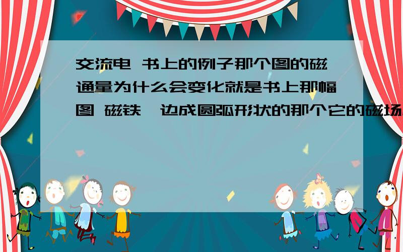 交流电 书上的例子那个图的磁通量为什么会变化就是书上那幅图 磁铁一边成圆弧形状的那个它的磁场应当是不平行的呀 不管你怎么转你的面都会是和磁感线平行的吧 怎么会有磁通量的变化