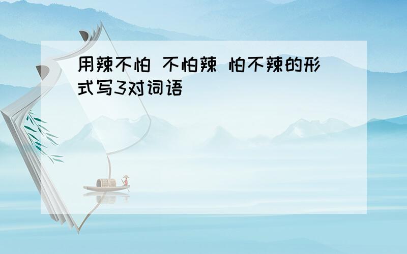 用辣不怕 不怕辣 怕不辣的形式写3对词语