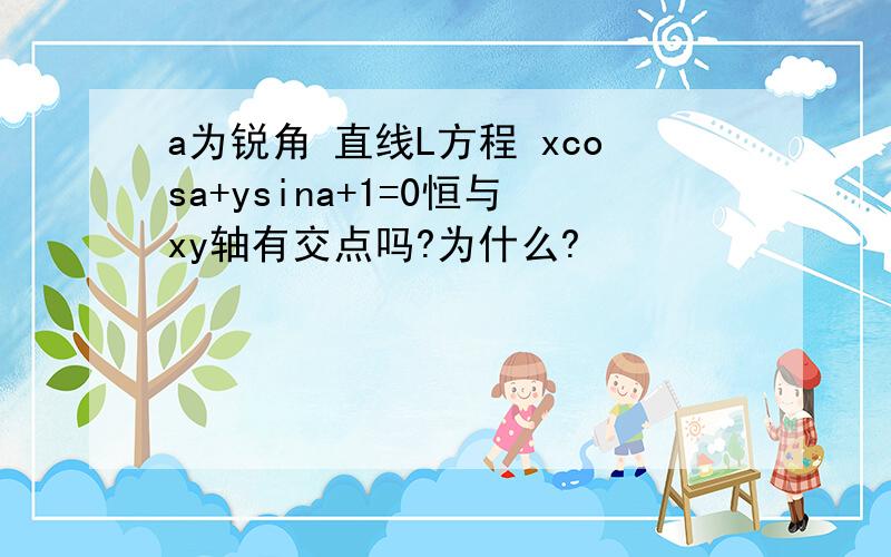 a为锐角 直线L方程 xcosa+ysina+1=0恒与xy轴有交点吗?为什么?