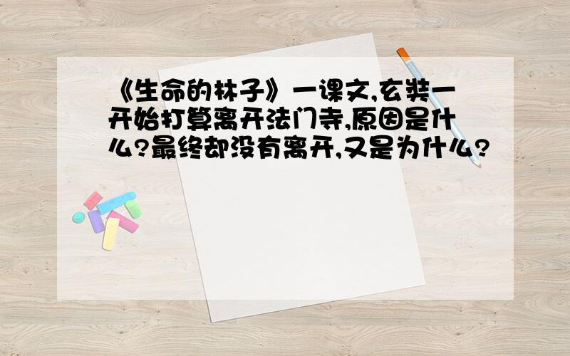 《生命的林子》一课文,玄奘一开始打算离开法门寺,原因是什么?最终却没有离开,又是为什么?