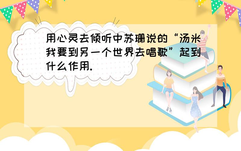 用心灵去倾听中苏珊说的“汤米我要到另一个世界去唱歌”起到什么作用.