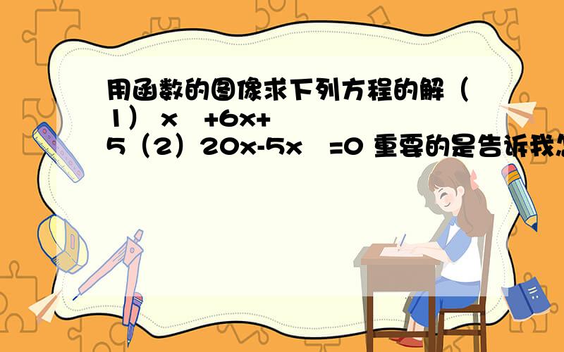 用函数的图像求下列方程的解（1） x²+6x+5（2）20x-5x²=0 重要的是告诉我怎么画!（有时间的把图发给我也行,但要附带说明）第一个方程是x²+6x+5=0 复制去Google翻译翻译结果