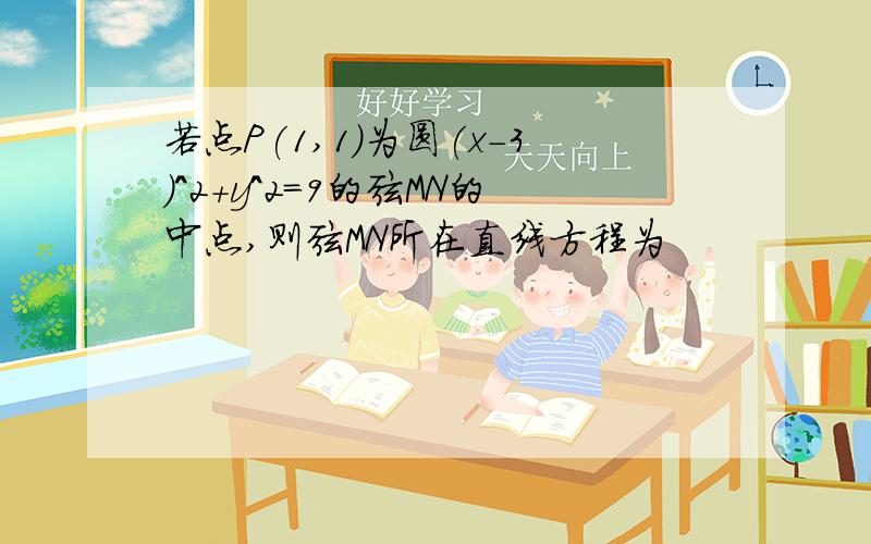 若点P(1,1)为圆(x-3)^2+y^2=9的弦MN的中点,则弦MN所在直线方程为