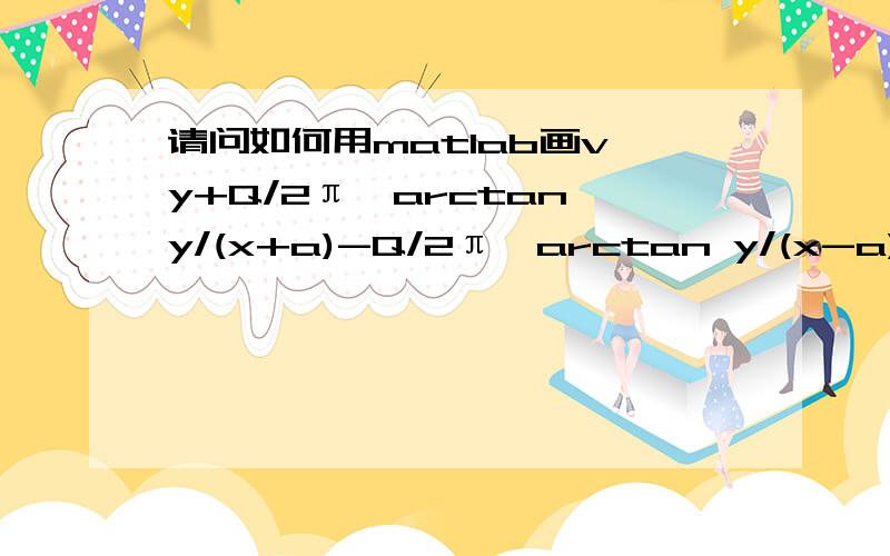 请问如何用matlab画v*y+Q/2π*arctan y/(x+a)-Q/2π*arctan y/(x-a)-c=0图象啊 其中v Q π a c为常数