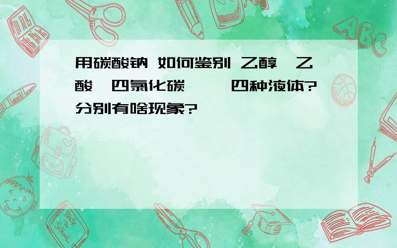 用碳酸钠 如何鉴别 乙醇、乙酸、四氯化碳、苯 四种液体?分别有啥现象?