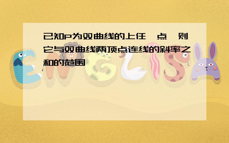 已知P为双曲线的上任一点,则它与双曲线两顶点连线的斜率之和的范围