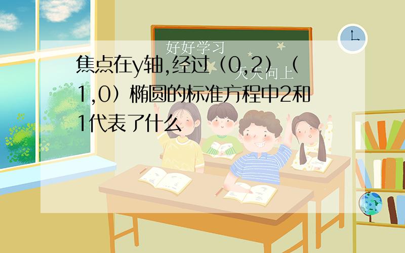 焦点在y轴,经过（0,2）（1,0）椭圆的标准方程中2和1代表了什么