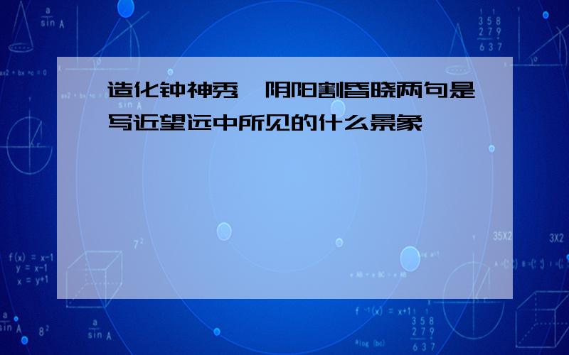 造化钟神秀,阴阳割昏晓两句是写近望远中所见的什么景象