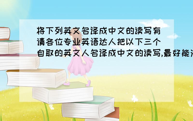 将下列英文名译成中文的读写有请各位专业英语达人把以下三个自取的英文人名译成中文的读写,最好能注上音标.PaukdayPunlandZkyHom