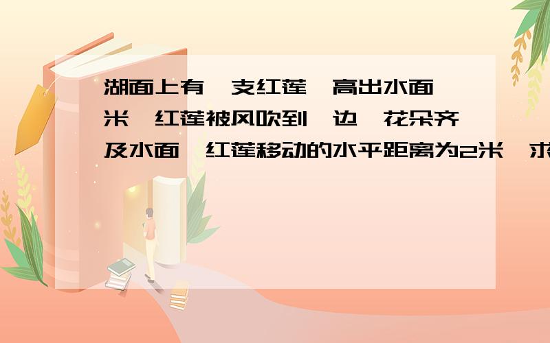 湖面上有一支红莲,高出水面一米,红莲被风吹到一边,花朵齐及水面,红莲移动的水平距离为2米,求水深