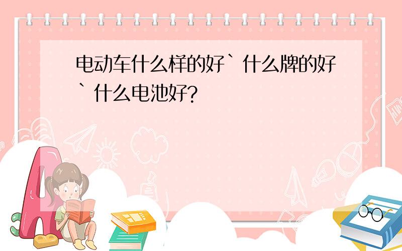 电动车什么样的好`什么牌的好`什么电池好?