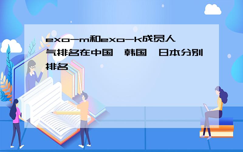 exo-m和exo-k成员人气排名在中国,韩国,日本分别排名