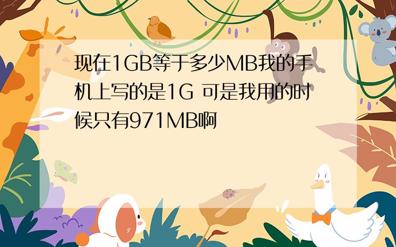 现在1GB等于多少MB我的手机上写的是1G 可是我用的时候只有971MB啊