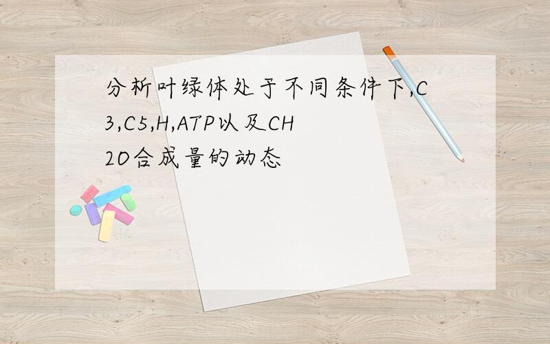 分析叶绿体处于不同条件下,C3,C5,H,ATP以及CH2O合成量的动态