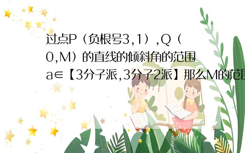 过点P（负根号3,1）,Q（0,M）的直线的倾斜角的范围a∈【3分子派,3分子2派】那么M的范围是