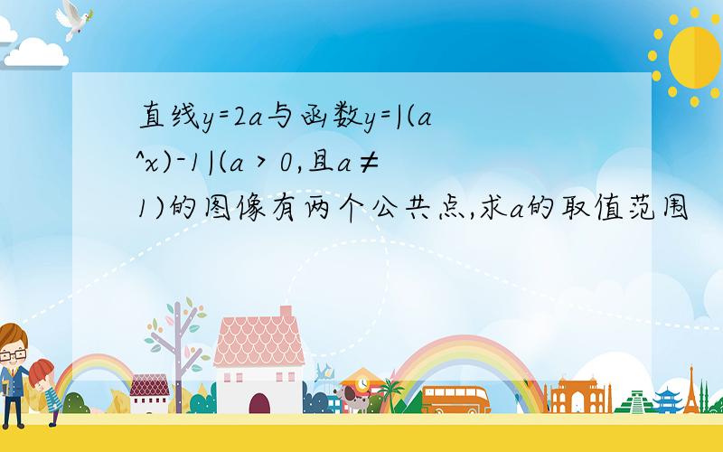 直线y=2a与函数y=|(a^x)-1|(a＞0,且a≠1)的图像有两个公共点,求a的取值范围