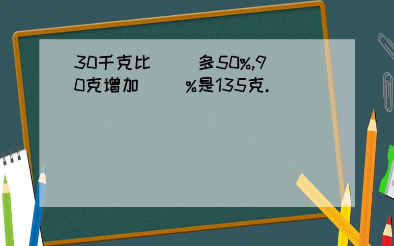 30千克比（ ）多50%,90克增加（ ）%是135克.