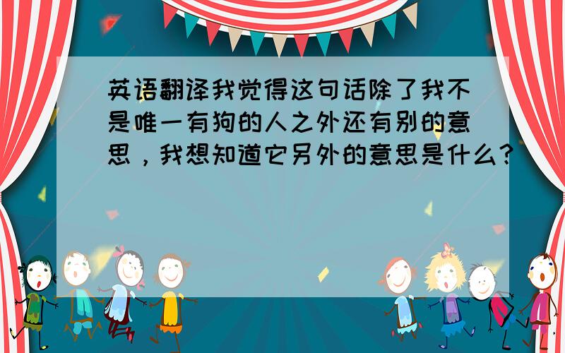 英语翻译我觉得这句话除了我不是唯一有狗的人之外还有别的意思，我想知道它另外的意思是什么？